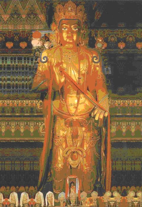 雍和宮萬福閣內世上最大的彌勒木雕像