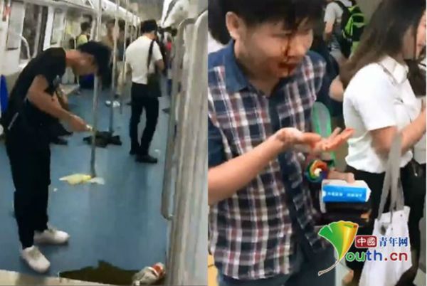 深圳地铁发生人踩人事件，现场一片混乱。（取材自新京报）