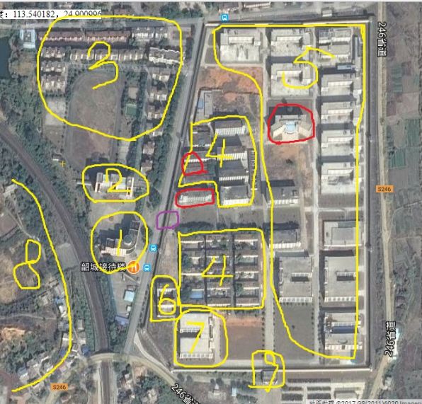 卫星地图查看：王炳章先生关押的韶关监狱