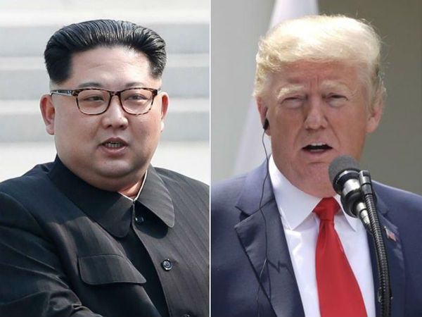美国总统川普（右）与朝鲜领导人金正恩（左）12日将在新加坡会面。（左图取自两韩峰会共同采访团、右为中央社档案照片）