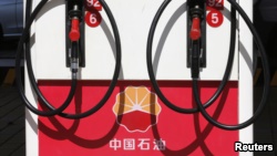 北京的中国石油公司加油站台(资料照片)