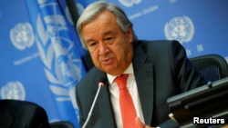 聯合國秘書長古特雷斯在記者會上講話 (2017年9月13日)