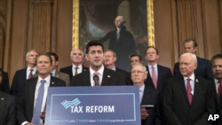 美国众议院议长保罗·瑞安宣布美国共和党提出的税制改革方案
