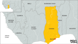 加纳首都阿克拉位置图。